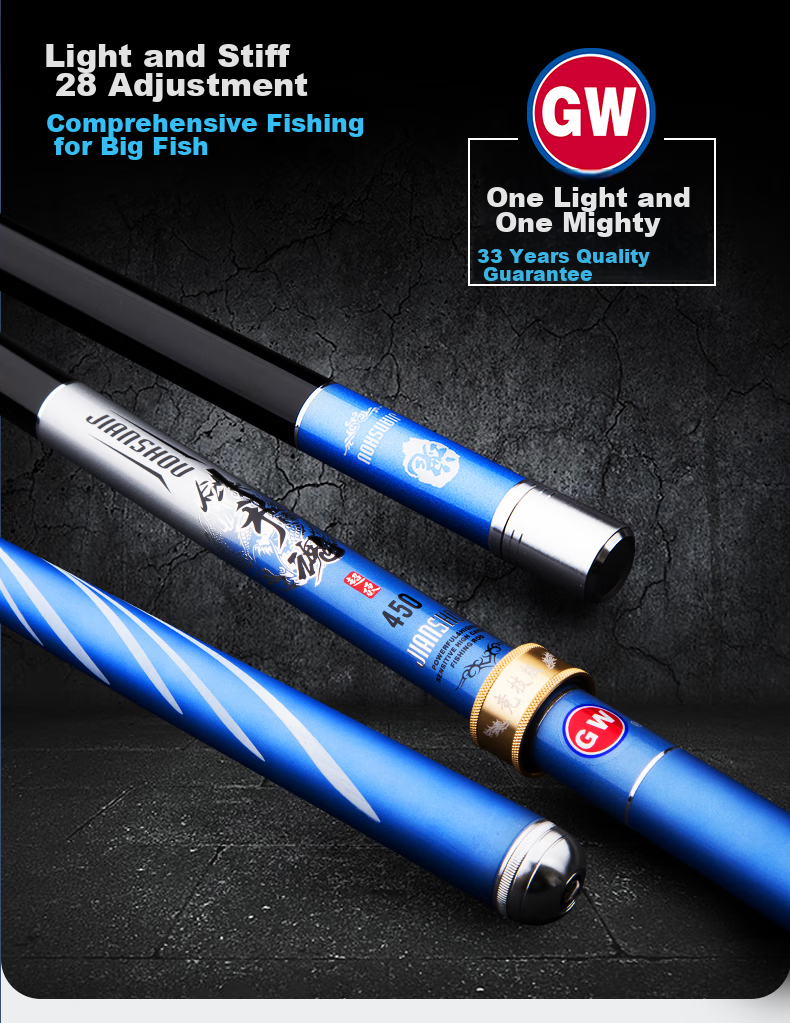 GW Fishing Rod Jian Shou Hun, 6.3 Meters, 28 Sections, Carbon Fiber, Versatile for Lake And Reservoir Big Fish Fishing 2