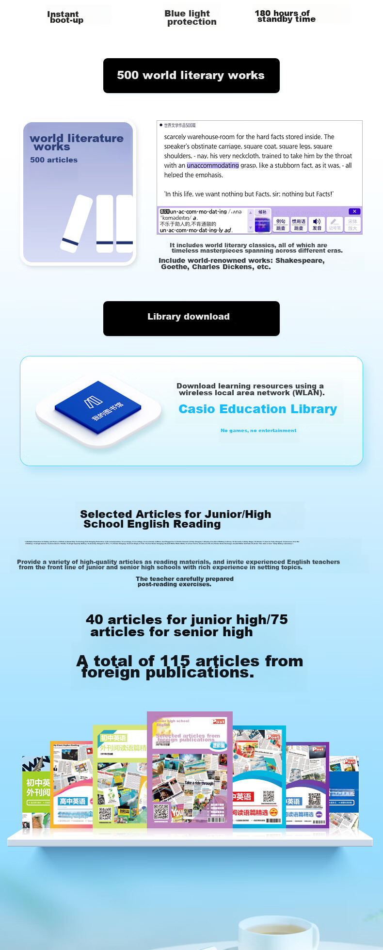CASIO Electronic Dictionary E-S100BK 2024 New Textbook English-Chinese Oxford English Electronic Dictionary for Middle And High School Entrance Exam Vocabulary Expansion Learning Machine Graphite Black 4