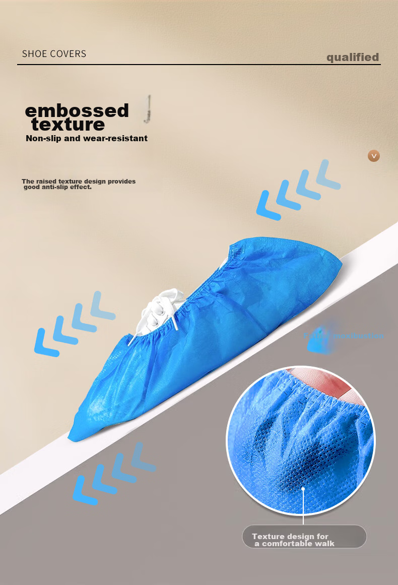 Baicaoyuan Disposable Shoe Covers, Thickened Non-Woven Fabric, 100 Pieces, Sample Room Computer Room Dust-Proof Breathable Shoe Covers, Home Use One Size Fits All, Blue 9