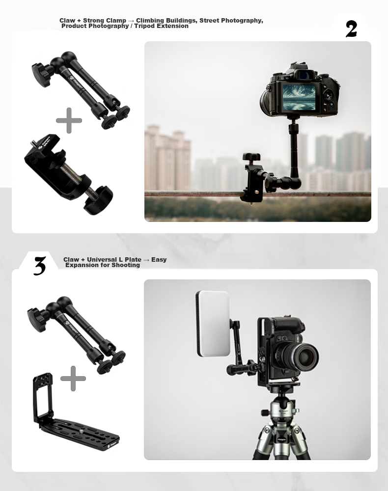 Fotopro, 11-Inch Universal Magic Arm Tripod Head, Camera And Smartphone Adapter Swivel Arm Stand 14