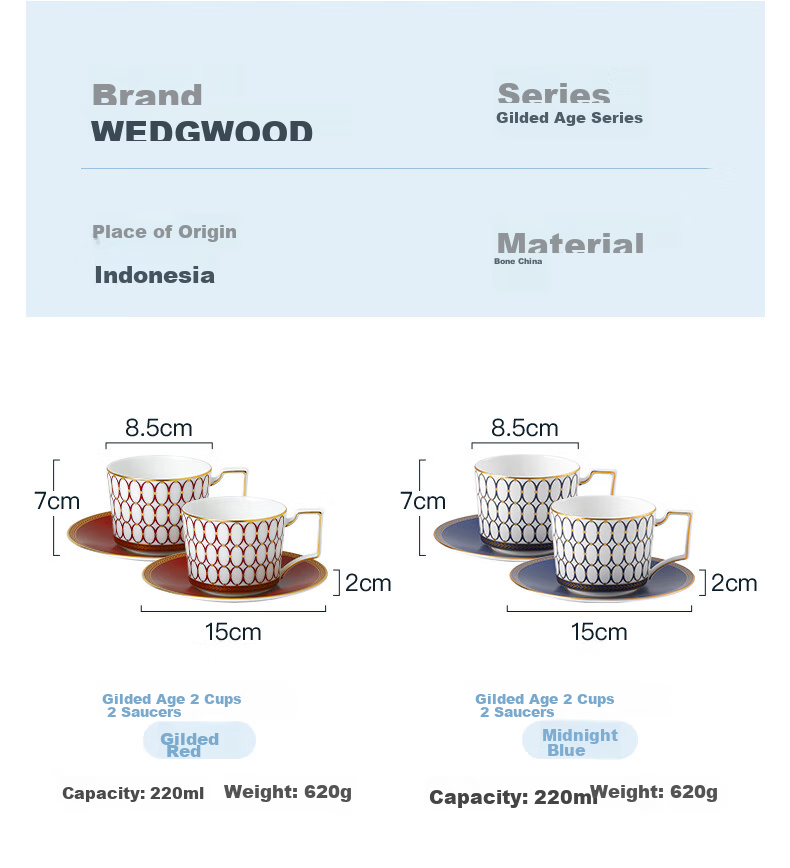 Wedgwood Mid-Autumn Festival Gift, Golden Powder Years Midnight Blue, 2 Cups And 2 Plates, Bone China Coffee Cups And Saucers, Afternoon Tea, Aesthetically Pleasing Coffee Cups 11