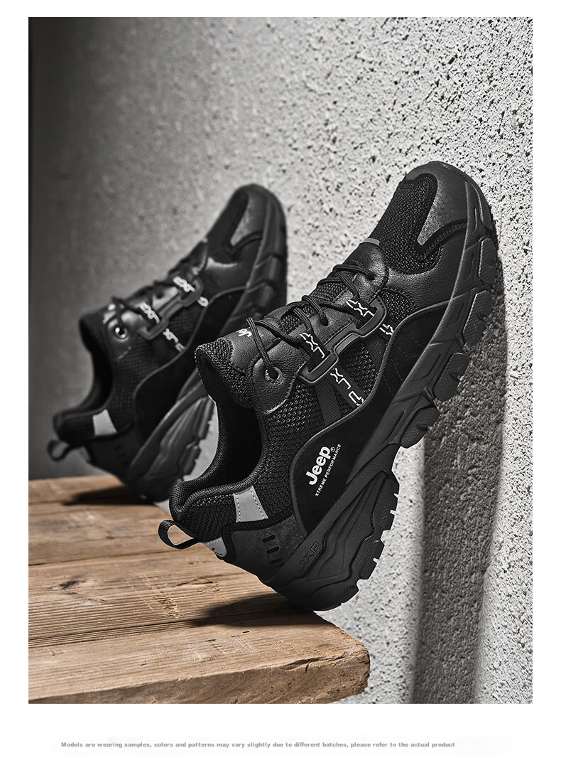 JEEP Hiking Shoes for Men, Outdoor Sports Shoes, Anti-Collision Wear-Resistant Shock-Absorbing Running Shoes, Non-Slip Mountaineering Boots for Men, Dark Blue, Size 42 19