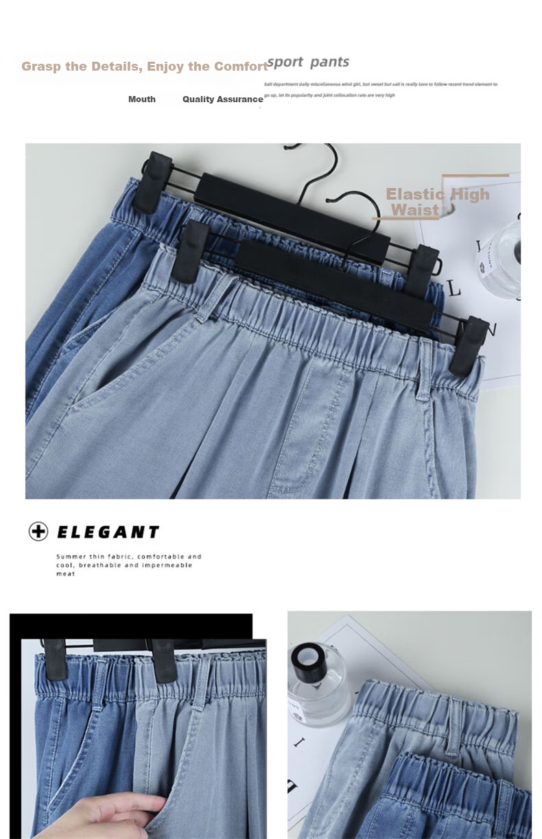 LangSha Tencel Soft Denim Shorts for Women, Summer 2025 New High-Waisted A-Line Slimming Loose Straight-Leg Mid-Length Shorts 17