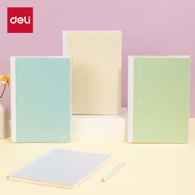 Deli 16K 80-Sheet Leshu Series Glue-Bound Notebook, High-Quality Error Correction Book, Middle School Student Research Diary, 4-Pack T1680-1, Back-To Essential