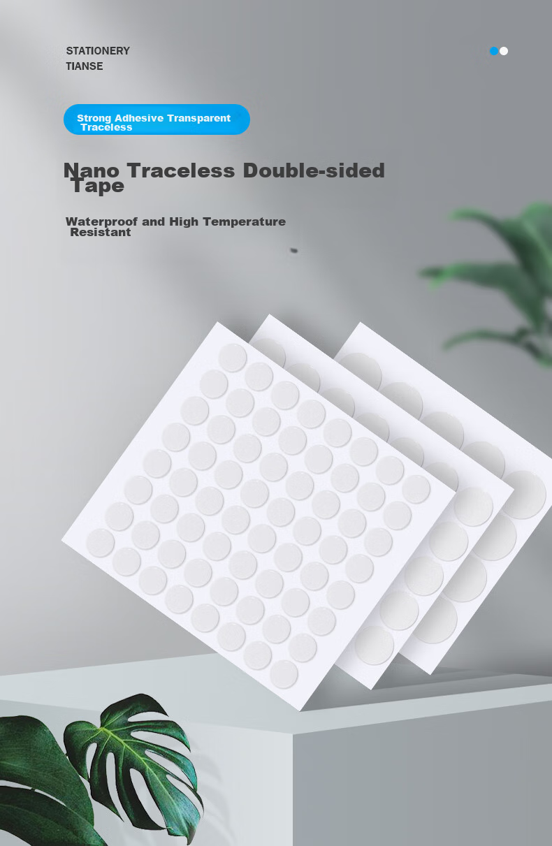 TIANSE Nano Dot Glue, Invisible Adhesive, Round Double-Sided Tape, Strong Adhesive Stickers, Easy-To Spring Festival Couplets, Wedding Room Balloon Car Adhesive, 2CM 140 Pieces, TS-3813 1