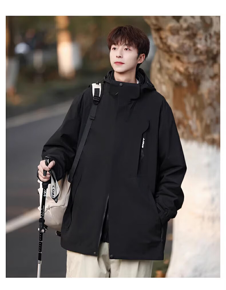 MMOPTOP Shanxi Three-In Outdoor Jacket for Men, Spring And Autumn Hiking Sports Workwear Top 1818 Black L 13