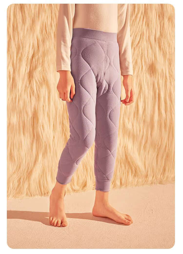 Bingxuemumian Children's Thermal Pants, Boys And Girls Fleece-Lined Thickened School Uniform Essential, Autumn Winter Woolen Long Johns for Older Children, Leggings 19