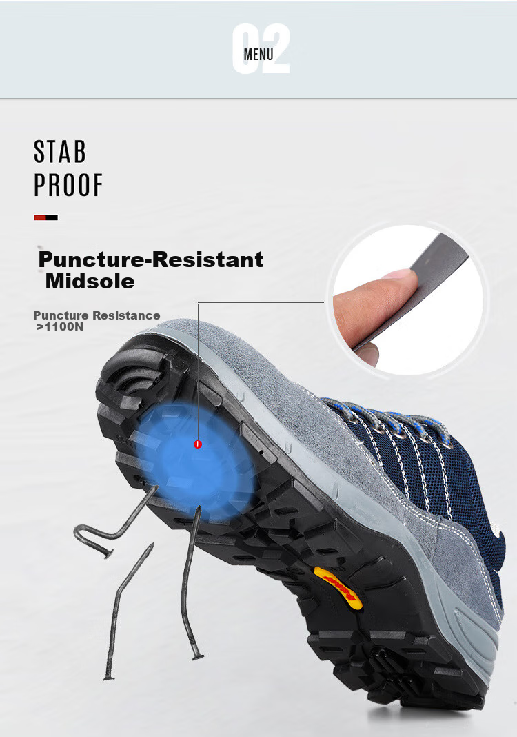 Zhugu Anti-Smashing Safety Shoes for Men, Summer Breathable Puncture-Resistant Odor-Proof Non-Slip Heat-Resistant Wear-Resistant Protective Construction Site Work Shoes Safety Shoes [Lightweight Breathable] Blue Size 42 4