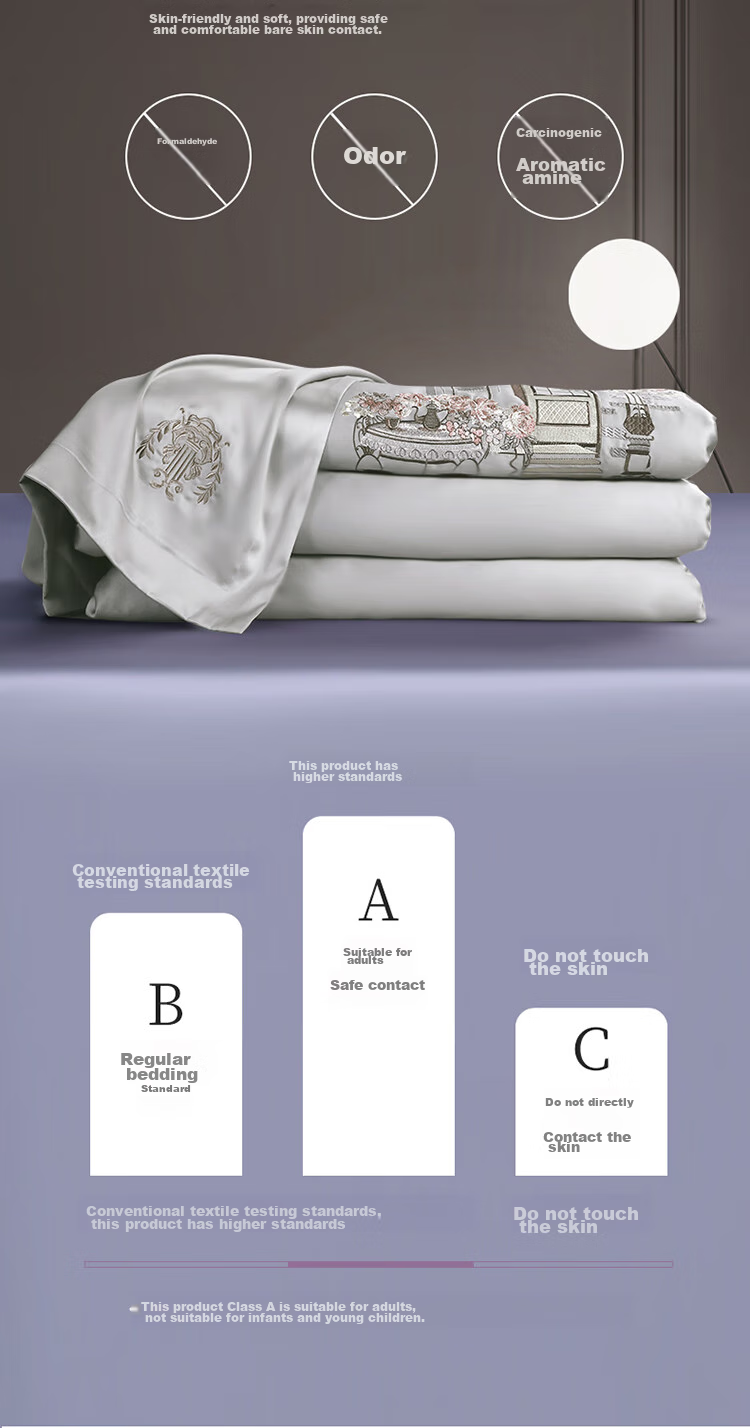 FUANNA High-End Bedding Set of Four Pieces, 140s Double-Thread Long-Staple Cotton Sateen Bed Sheet Set, King Size Duvet Cover, 230x229cm 7