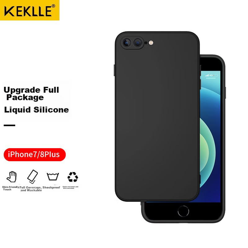 KEKLLE Silicone Phone Case for IPhone 7 Plus/8 Plus, Cloud-Like Feel, Full Protection Cover, Skin-Like Texture, Shockproof, Ultra-Thin Soft Shell, Black