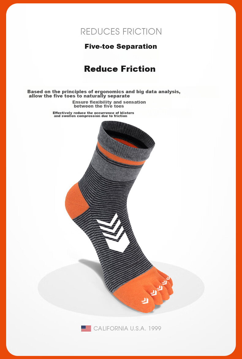 TFO Competition-Grade Five-Toe Outdoor Socks, Non-Slip Wear-Resistant Hiking And Mountaineering Socks Sports Socks 2202418 Men's Bright Blue 5