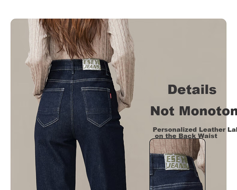ESE-Y Spring 2025 New Slim-Fit Straight-Leg Pants, Dark Blue Denim Jeans for Women, Black, Size 26 9