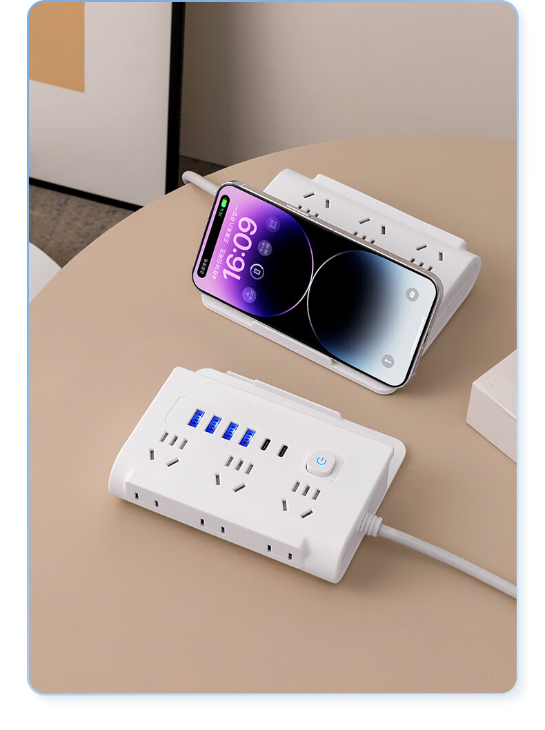 Sushiermo [1 to 6 + 6 USB] Multifunctional Power Converter | 4 USB + 2 Type-C Home Control Power Strip with 6 Switches 3