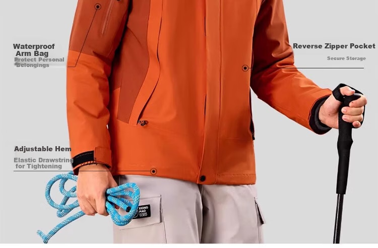 CAMEL Panda Outdoor Three-In Orange Jacket for Men And Women, Windproof Waterproof Triple-Protection Coat Hiking Outfit R611 24