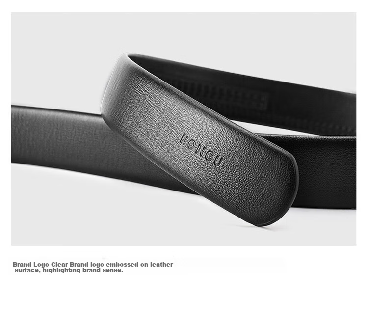 HONGU Men's Belt, Top-Grain Leather, Automatic Buckle, Waist Belt, Gift Box Packaging, 115cm, Birthday Present 15