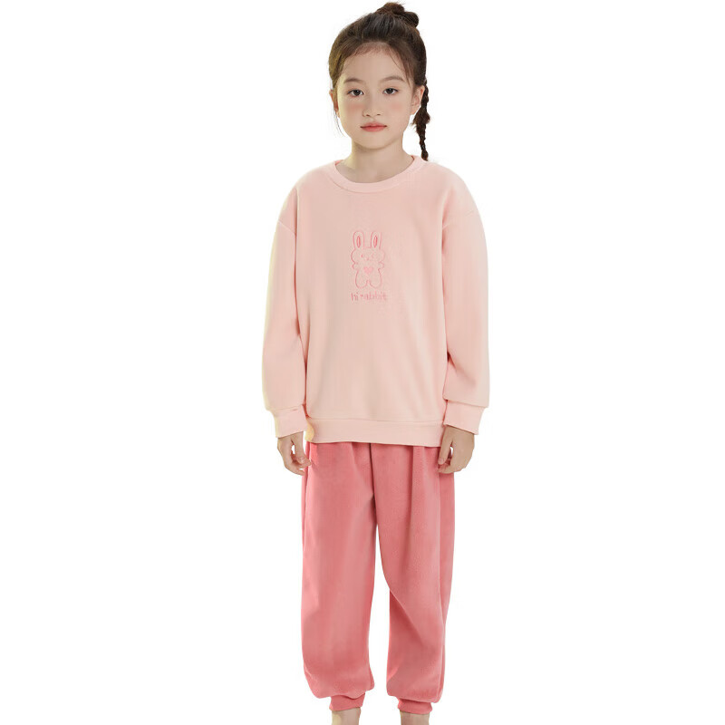 YUZHAOLIN Kids Winter Thickened Fleece Pajama Set Boys Girls Homewear Wearable Little Rabbit 120