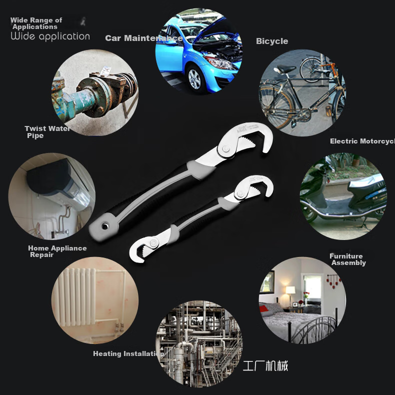 JERXUN Artisan Multi-Use Self-Tightening Adjustable Wrench Multi-Functional Household Quick-Open Set Pipe Pliers Adjustable Wrench 12