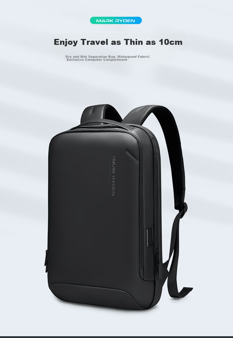 MARK RYDEN Men's Mini Backpack, Lightweight Business Travel Laptop Bag with Wet And Dry Separation, MR9008 Graphite Gray 3