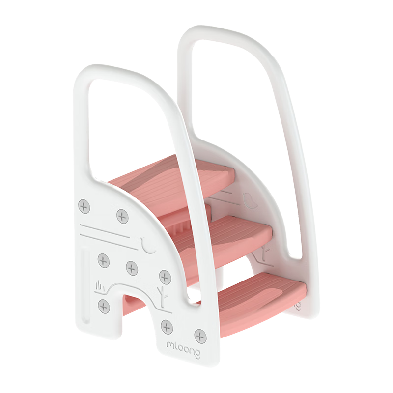 Manlong Children's Three-Step Stool, Baby Step Stool, Bathroom Non-Slip Step Stool, Footrest Stool, Washbasin Stool, Pink