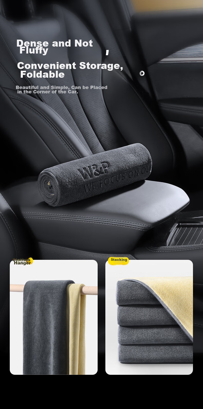 W&P Car Wash Towel, Specialized Car Cleaning Towel, Car-Specific Towel, Lint-Free, Absorbent Fiber, Large Size Car Cleaning Cloth 13
