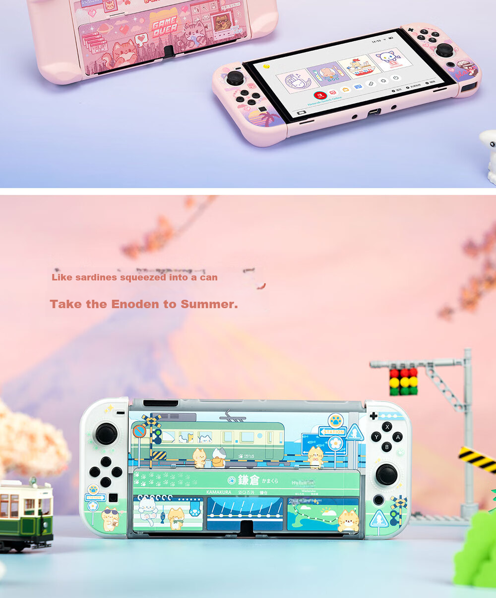 Jixiang Switch Protective Case, Oled Protective Case with Detachable Base, Shockproof And Drop-Resistant Hard Shell Handle Cover, Oled Cat Sickle Sack Protective Case 8