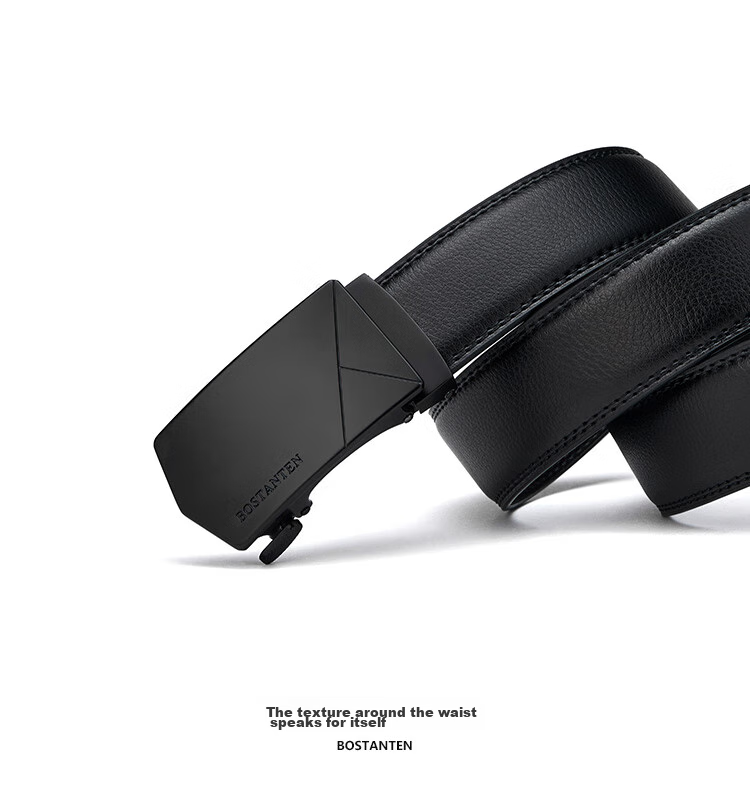BOSTANTEN BOSTANTEN Men's Leather Belt with Automatic Buckle, Trendy Formal Waistband, Birthday Gift 11