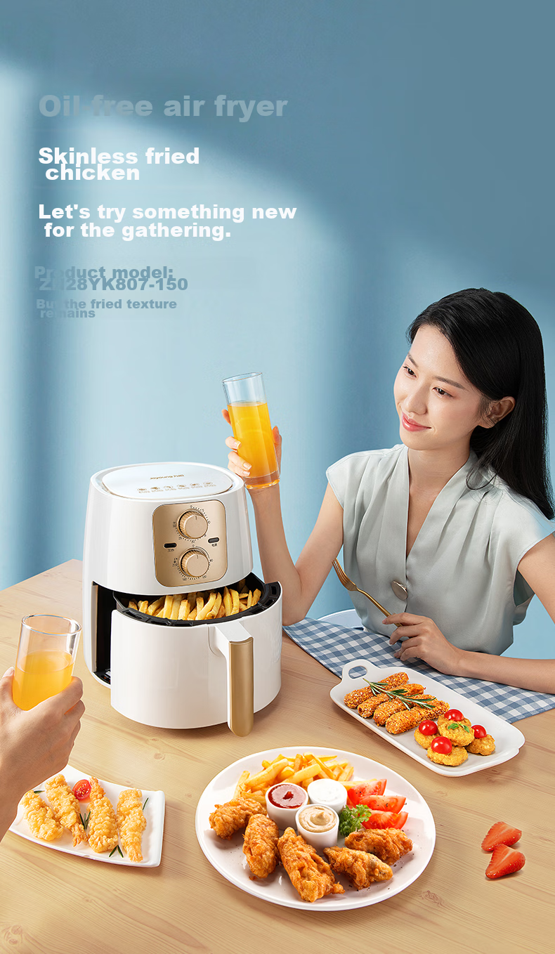 Joyoung 6L Large Capacity Air Fryer for Home Use, Precise Timing, Oil-Free, Low-Fat Frying, Baking, Multi-Functional Steaming And Roasting All-In Air Fryer KL-J63A 8