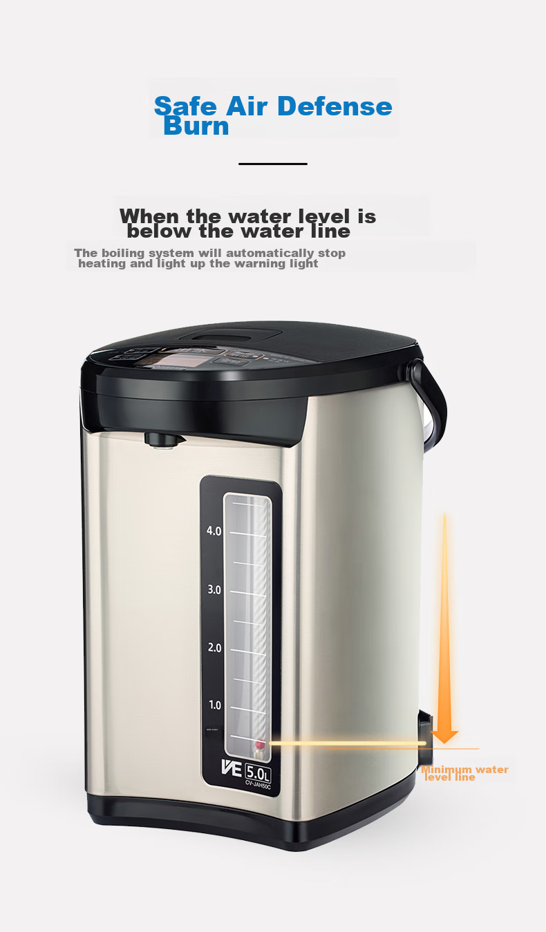 ZO JIRUSHI Electric Kettle, Vacuum Insulation, for Home And Office Use, 5L Capacity, CV-JAH50C Stainless Steel Color 9