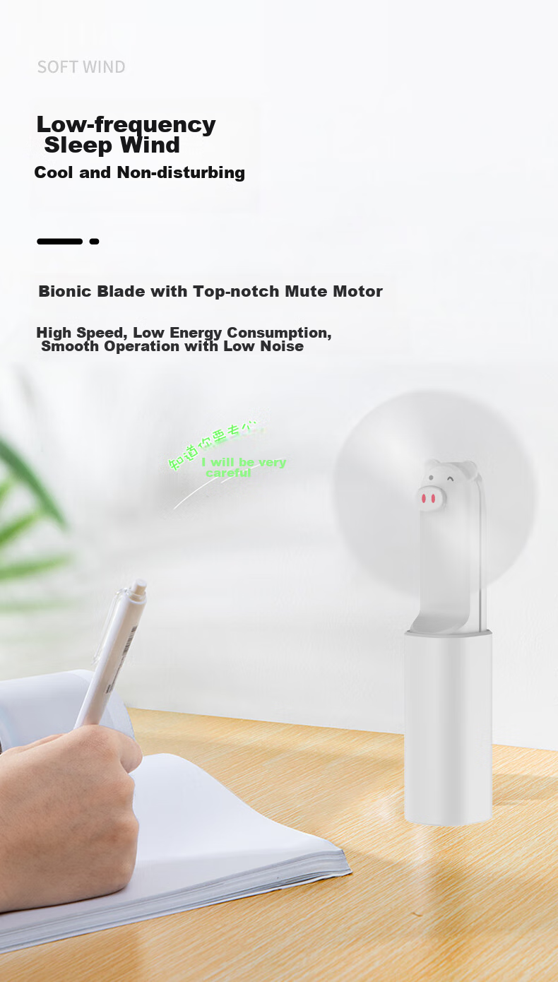 Masentek FD88 Mini Handheld USB Outdoor Portable Small Electric Fan with Long Battery Life, Quiet Operation, Strong Airflow for Office, Student Study, Desktop, Dormitory, Travel - White 6