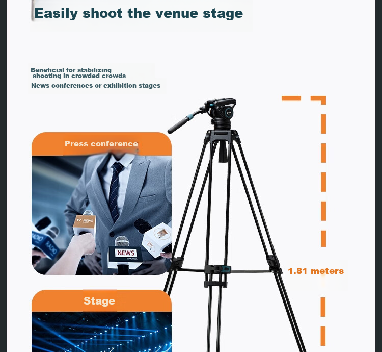 Fotopro DV-3C Upgraded Version, 1.8-Meter Video Shooting And Recording Camera, Mirrorless Camera Hydraulic Head, Carbon Fiber Tripod 24