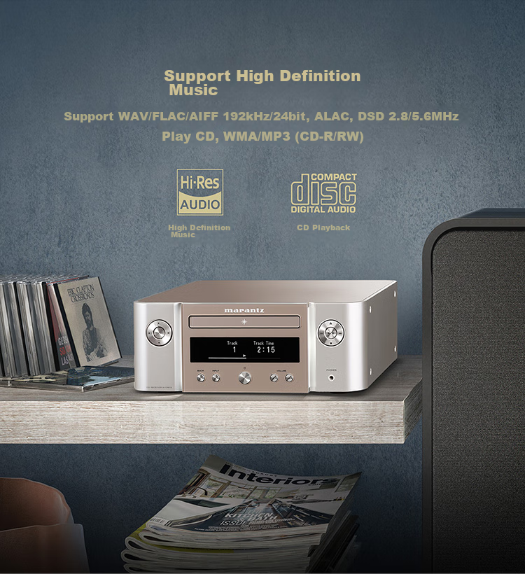 MARANTZ M-CR612 Speaker, HiFi Audiophile CD Player Two-In HEOS Lossless Music Streaming Wi-Fi/Bluetooth/Qplay/AirPlay2, Gold 7