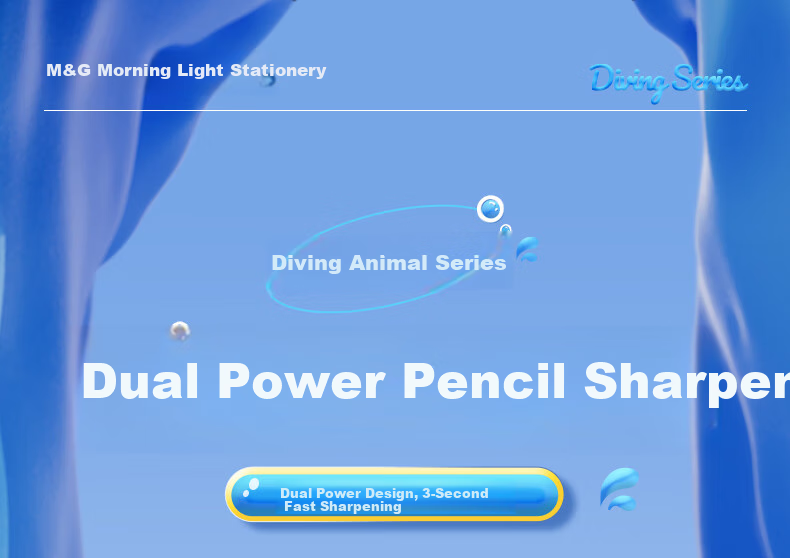 M&G Stationery Electric Pencil Sharpener, Semi-Automatic Pencil Sharpener, Rotary Pencil Sharpener, Three-Level Thickness Adjustment, Dual Power Supply, Diving Bear Design, Birthday And Graduation Gift 1