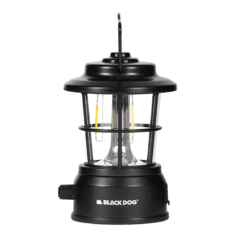 Black Dog Vintage Camping Lantern Outdoor Rechargeable Long-lasting Camp Light Night Black
