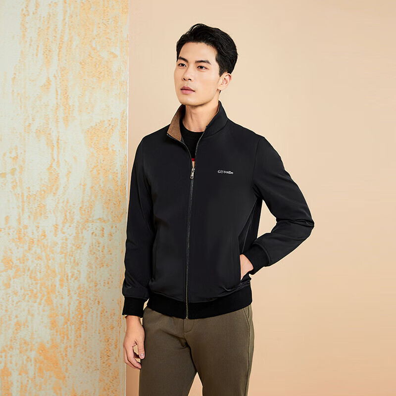 Goldlion GY Triple-Protection Stand-Up Collar Jacket for Men, Autumn And Winter Casual Coat, JWL0209-MK149, Black, Size L (00)