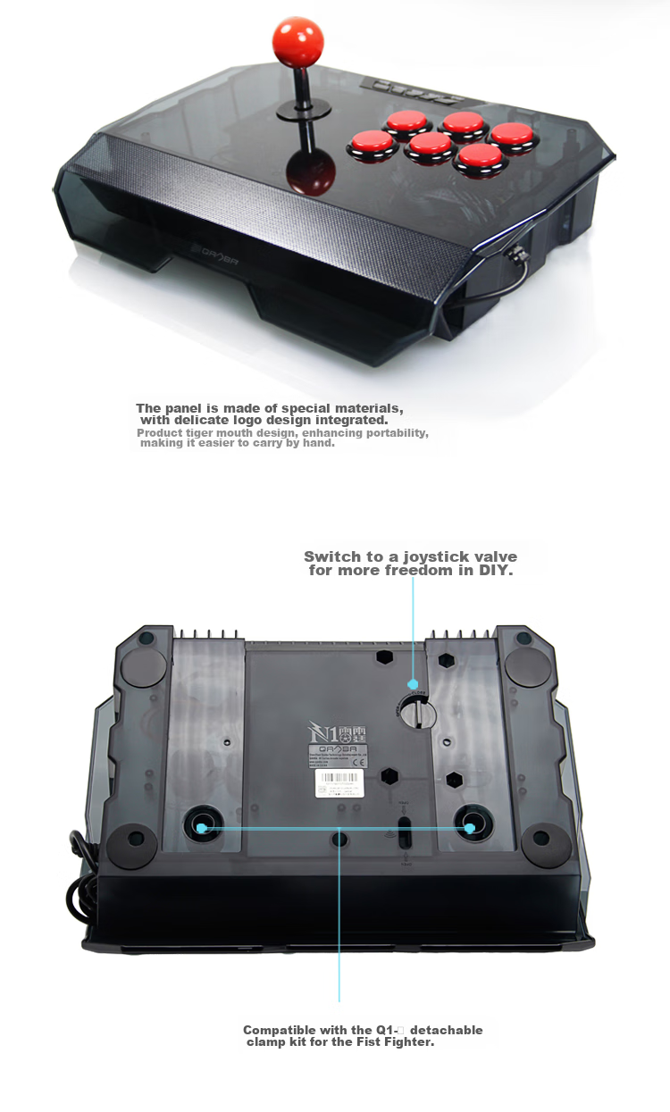 QANBA N1-BG Thunder 2 Large Round Arcade Joystick Game Controller Supports Android Phones PS3 Computers PC Street Fighter 6 Steam Fighting 97 Switch2 Wolfenstein: The New Colossus 6