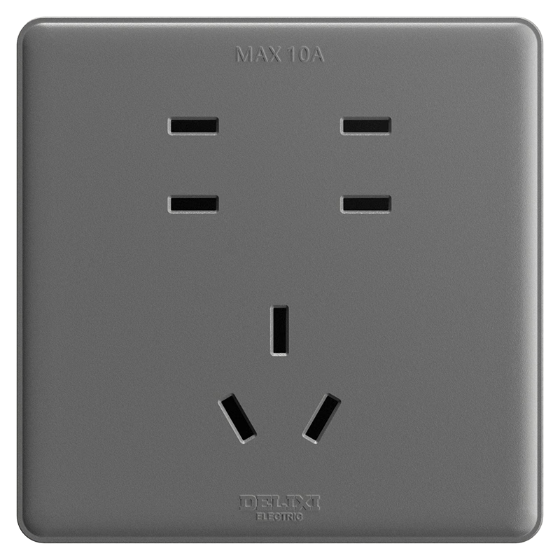 DELIXI Switch Socket Panel CD815 Series, Seven-Hole Socket, Space Gray