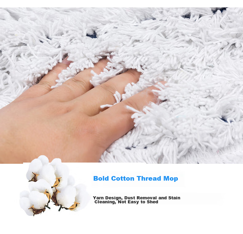 MEIJIARIJI Flat Mop, Commercial Large Dust Pusher 60cm with 1 Cloth, Cotton Yarn Canvas Wet And Dry Dual-Use Absorbent Cotton Yarn Floor Mop 8