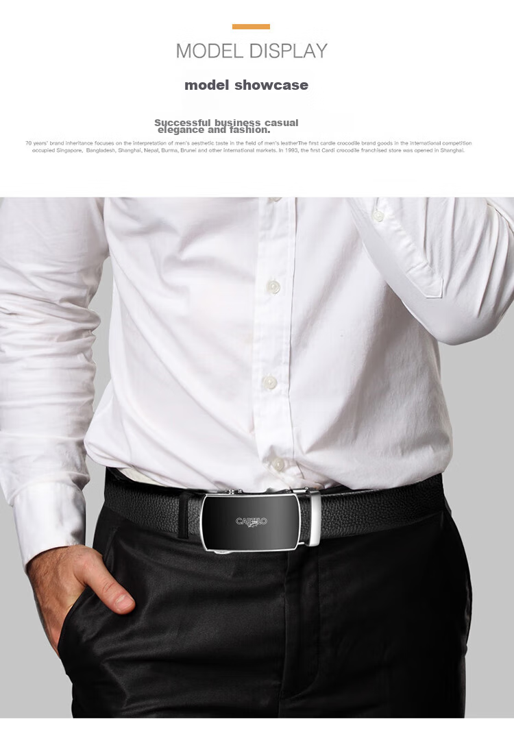 CARTELO Men's Casual Automatic Buckle Belt, Top-Grain Leather, Youth Business Trouser Belt, Gift for Boyfriend Or Father's Day 6