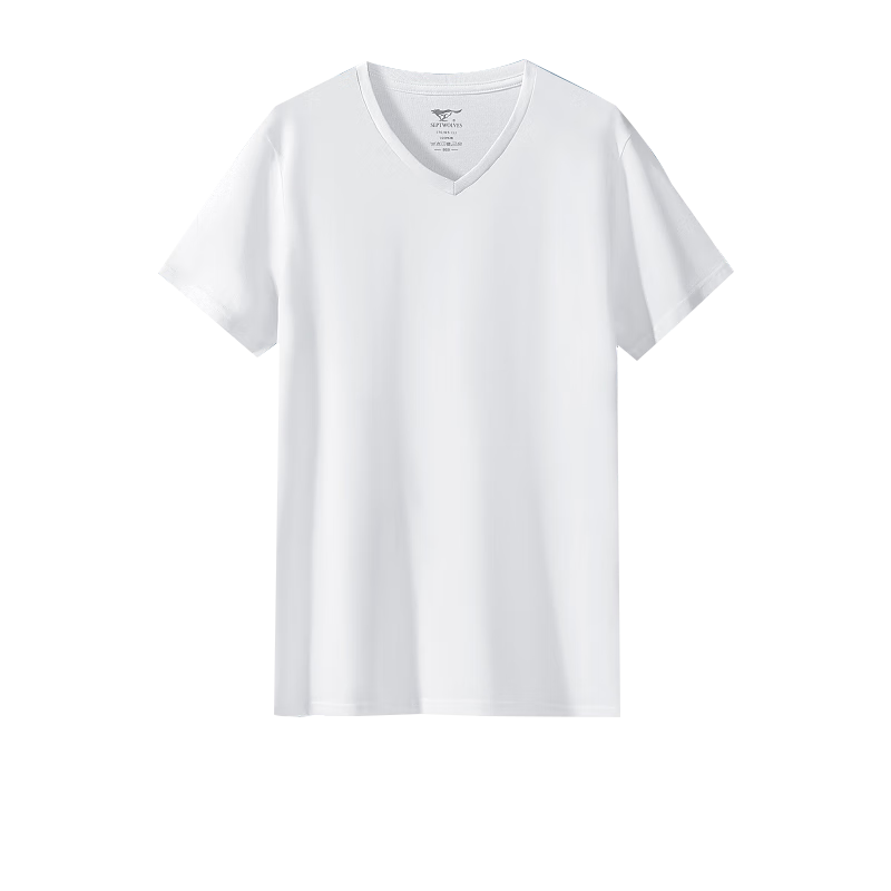 SEPTWOLVES [Classic V-Neck] Men's Short-Sleeve Pure Cotton T-Shirt, Running Sports Base Layer, Sweat-Absorbing Breathable All-Cotton Plain White T-Shirt for Home Wear