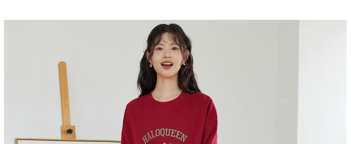 Halo Queen Women's Sweatshirt, Spring And Autumn Round Neck, Little Bear Christmas Outfit, Fashionable Loose Top Jacket H143W1002 42