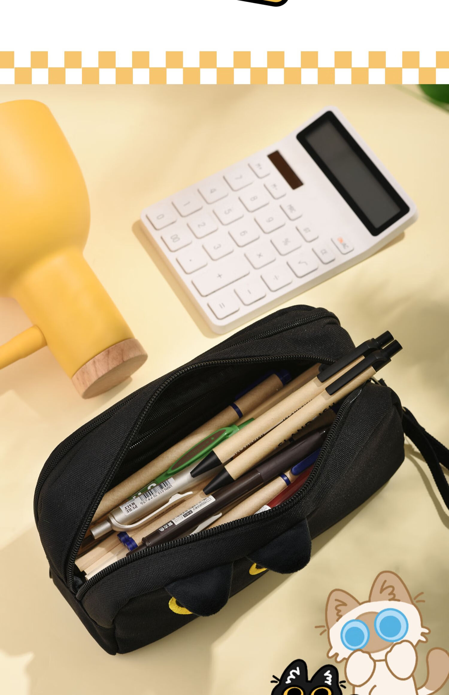 Hongdian Large Capacity Pencil Case for Middle School Girls, Stationery Pencil Box for Boys, New Style Stationery Pencil Case for College Students, Black Cat Plush Pencil Bag, Mysterious Black Cat, Back-To Season, Student Party 23