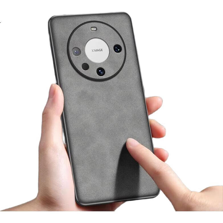 POZZO Чехол для Huawei Mate60, противоударный, защита объектива, мягкий чехол из натуральной кожи ягненка, серый