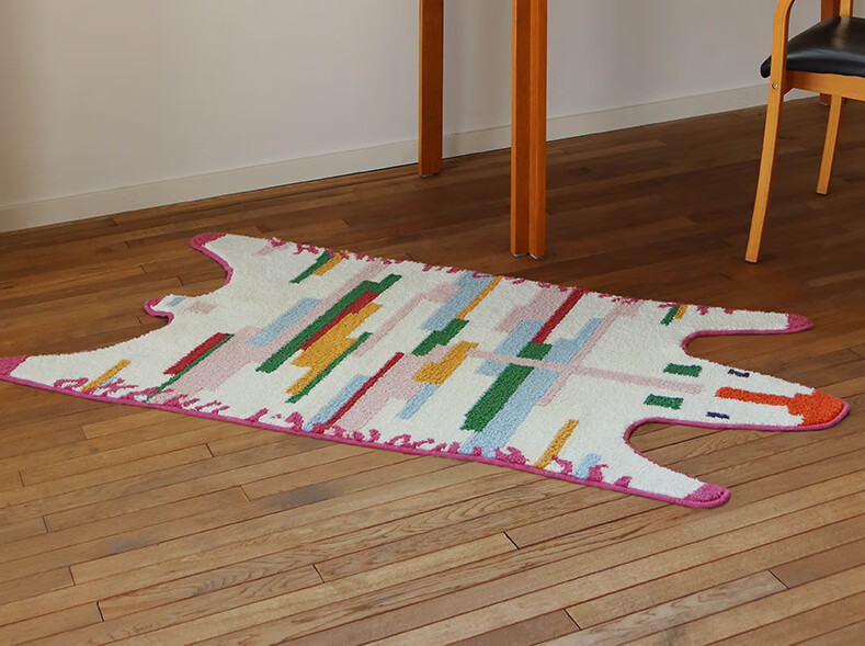 Saibosi Art-Grade Memphis Rainbow Zebra Children's Carpet for Girls' Bedroom Bedside Rug, 80x155cm 11
