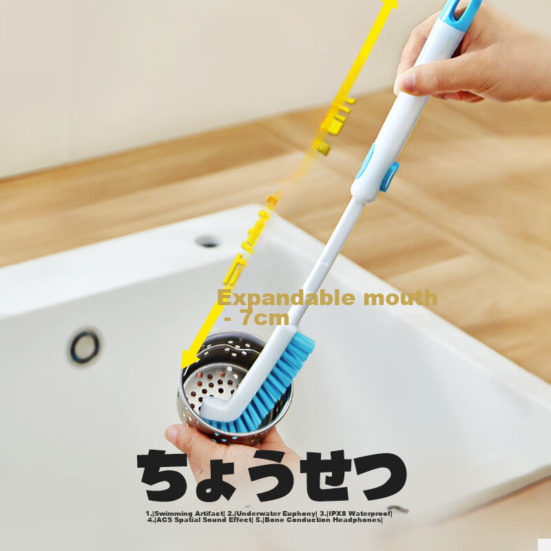 Little Seal Japanese Cup Brush with Long Handle, Kitchen Sink Cleaning Tool, No Dead Angle Brush for Narrow Spaces And Corners
