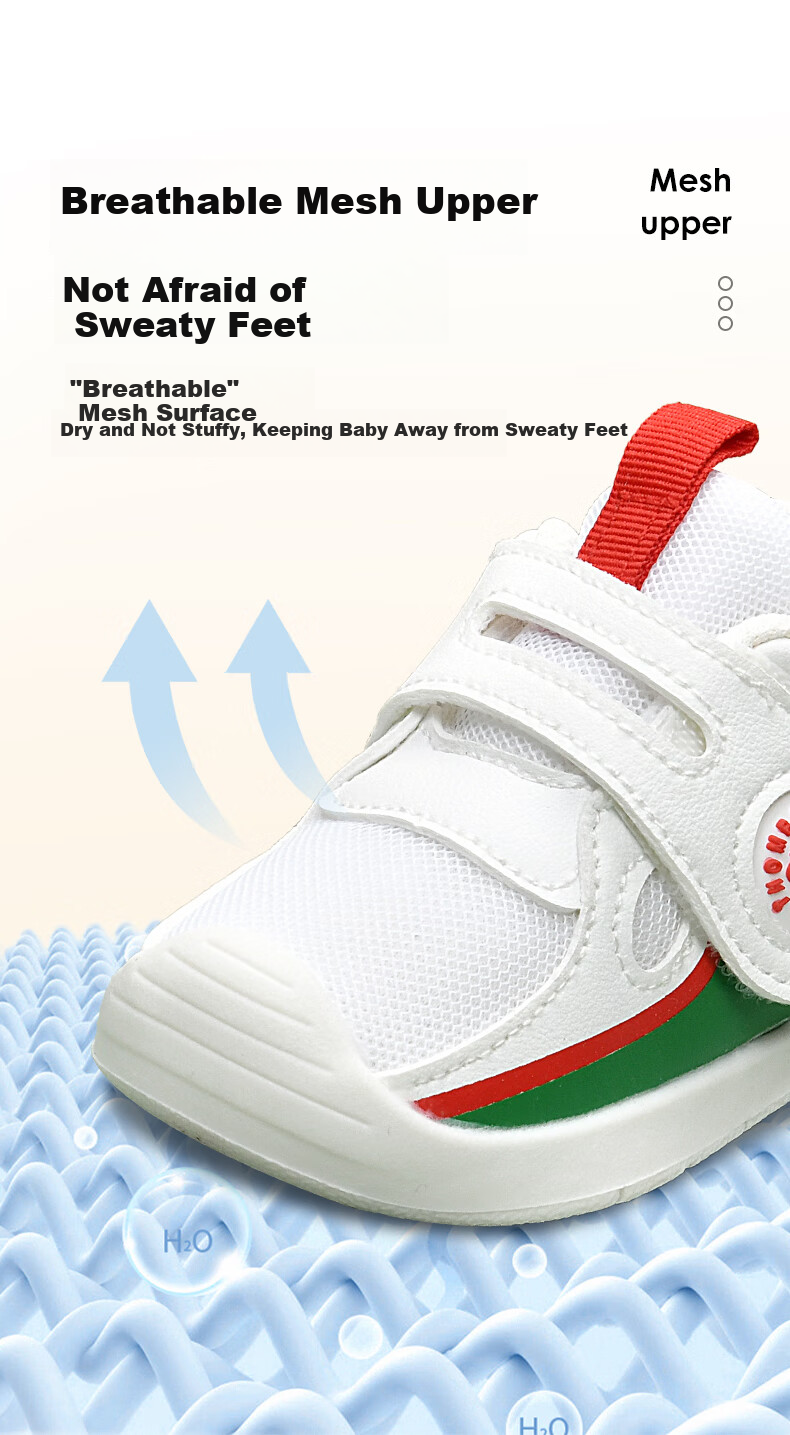 ThomBaker Toddler Walking Shoes, for Boys And Girls Aged 1-2, Spring And Autumn Season, Sports Style Functional Shoes, White And Green Color, Size 15 5