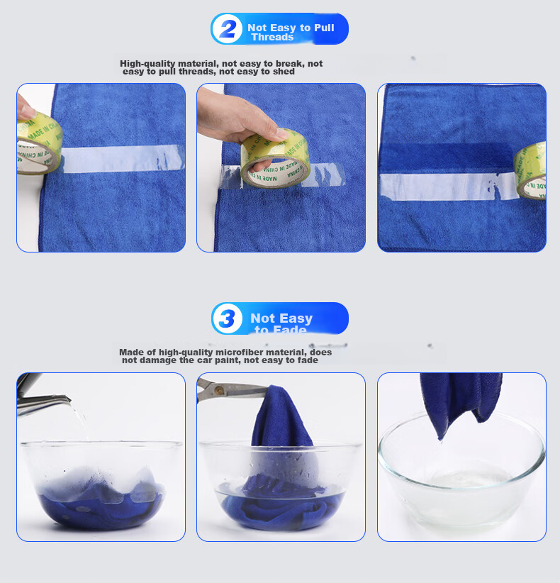 Good Weather Thick Cleaning Cloth for Car Washing, Property Maintenance, Kitchen Use, Lint-Free Towel, Two Pieces, 35*75cm, Blue 6