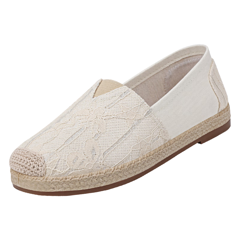 BUSHEYUAN Casual Women's Shoes Middle-aged and Elderly Mom Shoes Comfortable Breathable Old Beijing Cloth Shoes Women 510-7097 Beige Size 35