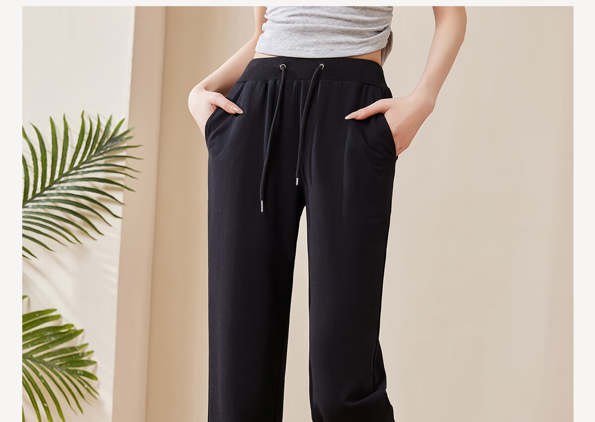 Chushen Women's Casual Pants, Student Sweatpants, Solid Color High-Waist Straight-Leg Trousers, Simple Sweatpants, Long Pants S13KR1034 1