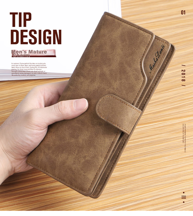 MashaLanti Men's Wallet, Long Style, Large Capacity, Leather Billfold, Handheld Multi-Card Slots, Coin Purse, All-In Design, Father's Day Gift 4
