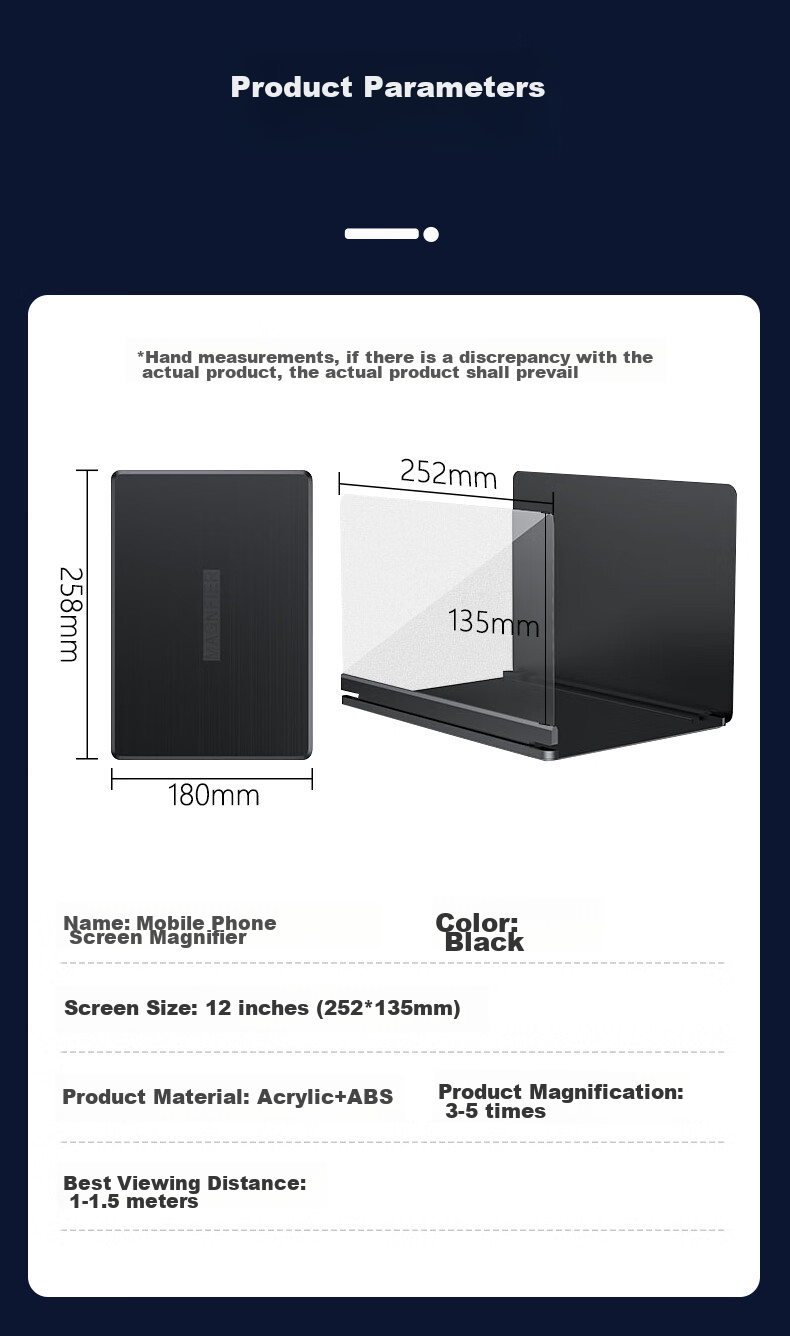 Masentek Smartphone Screen Magnifier, High-Definition Eye-Protection Projector, Ultra-Clear Large-Screen Projection Device for Watching TV Shows, Specialized Display Mirror with Foldable Stand, 12 Inches 18